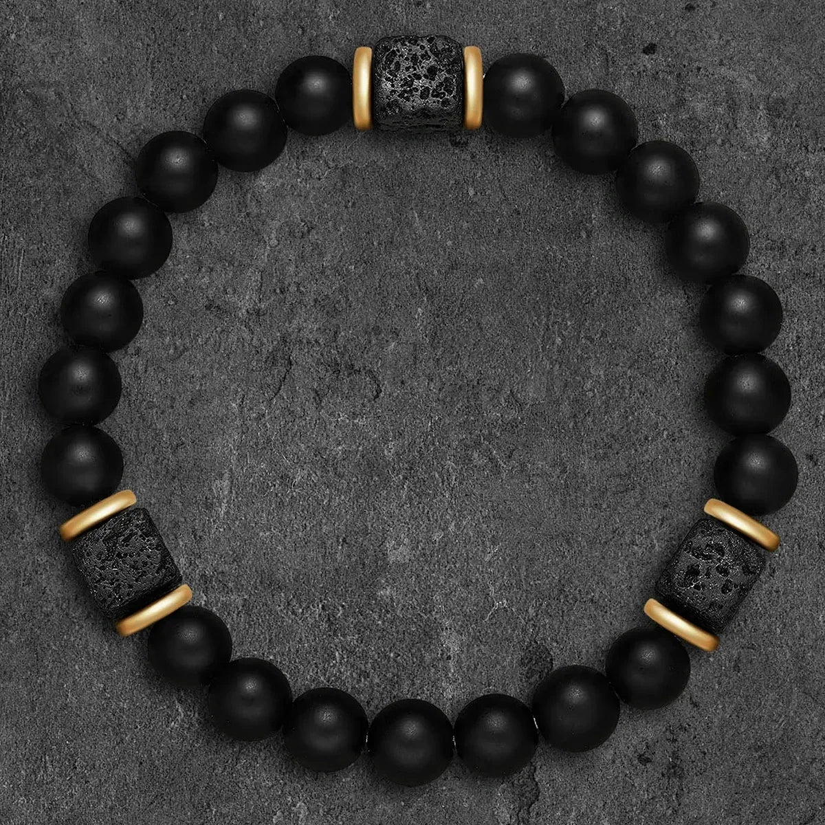 Black Onyx Lava  - Matte Cube Bracelet