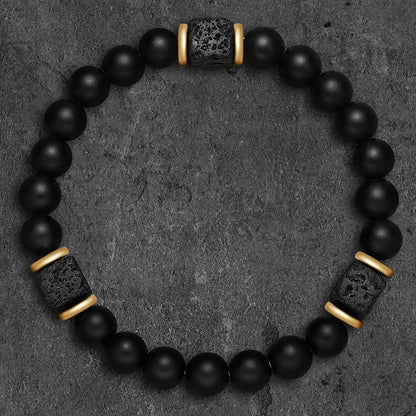 Black Onyx Lava  - Matte Cube Bracelet