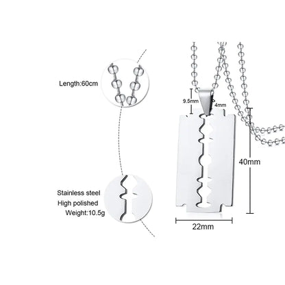 Men's Stainless Steel Blade Necklace and Razor Pendant