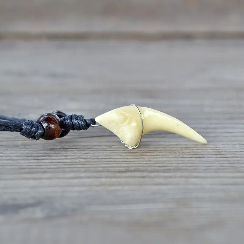 Men's Shark Tooth Pendant Necklace - Vintage Tribal Design