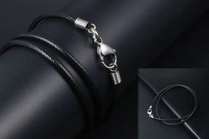 Men's Minimalist Black Woven Linen Wax Rope Necklace
