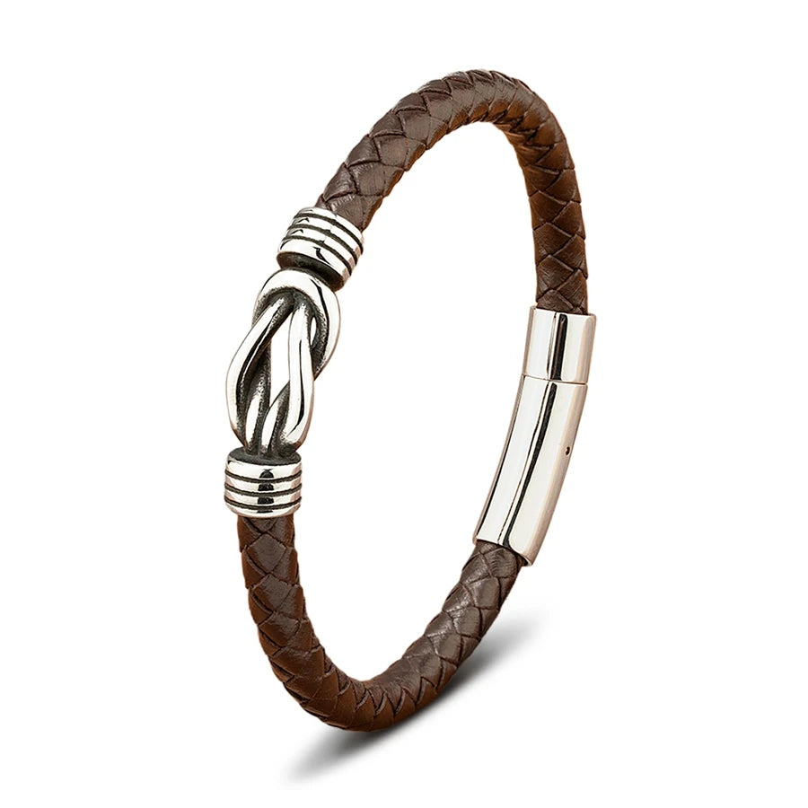 Leather Stainless Steel Irregular Bracelet