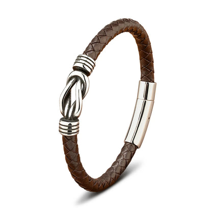 Leather Stainless Steel Irregular Bracelet