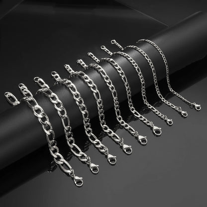 Skyrim 3-10mm Wide Men's Cuban Chain Bracelet Stainless Steel Men Women Minimalist Basic Figaro Chain Jewelry Gift Wholesale