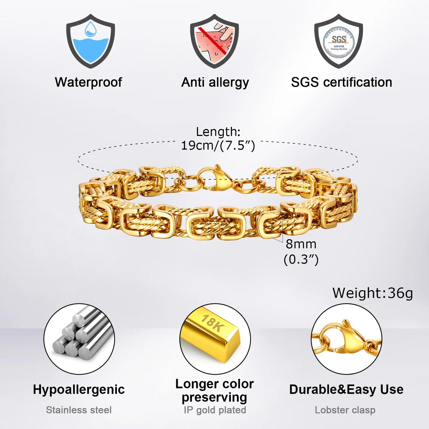 Mens Chunky Byzantine Bracelets