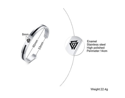 Men Bangle, Enemal Bangle Mens, Viking Logo Cuff Bracelet For Gentleman ,Stainless Steel Minimalist Bracelets