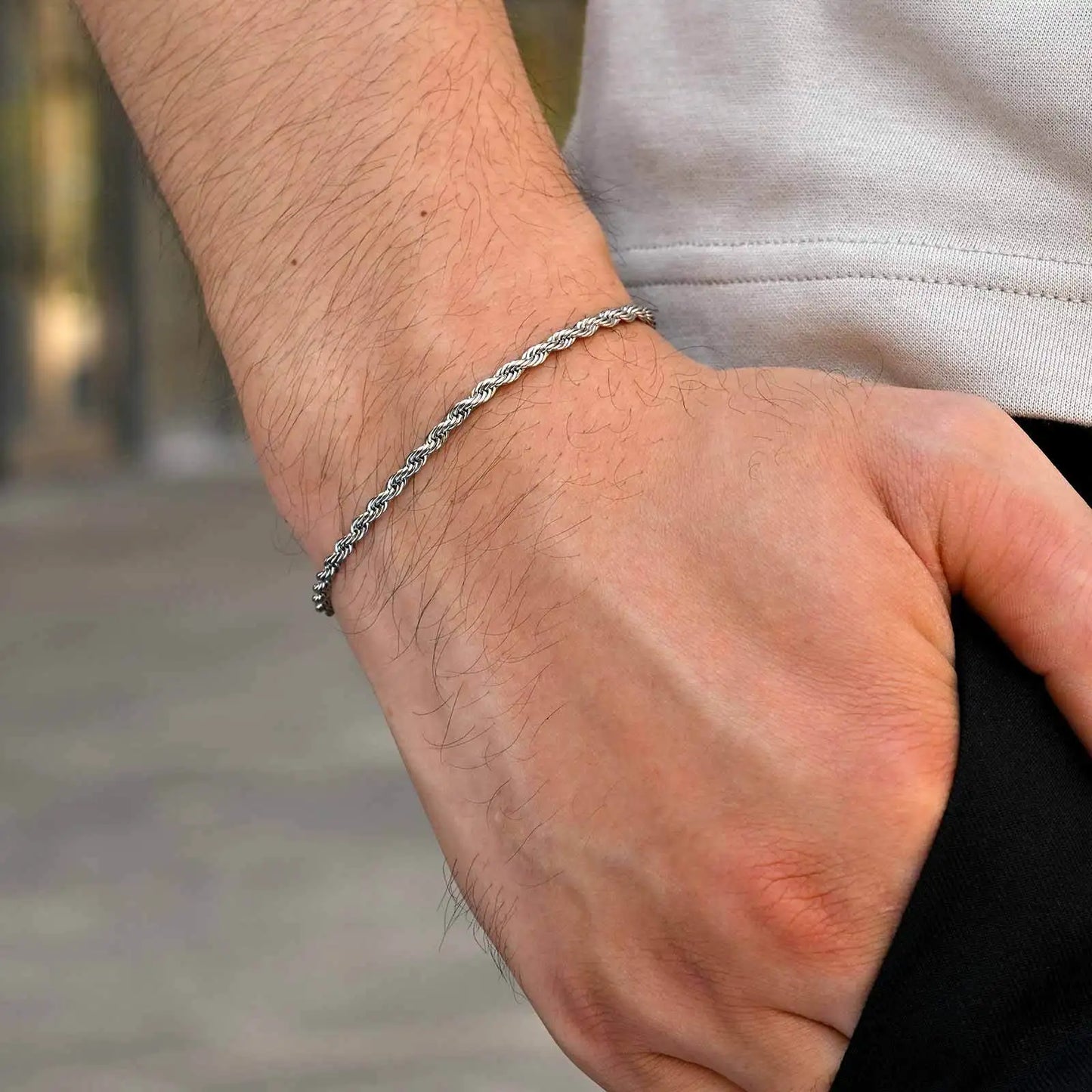 3pcs Stainless Steel Stacked Chain Link Cross Men's Bracelet