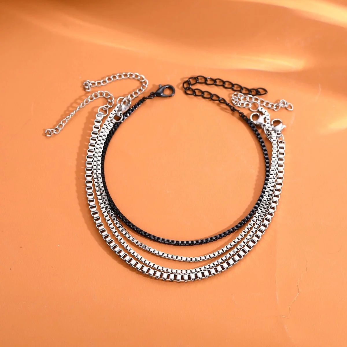 4pcs/set Stainless Steel Box Chain Bracelet
