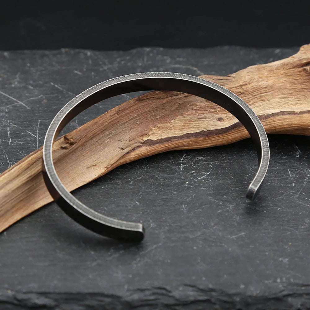 Vintage Black Simple Bracelet For Men Women 316L Stainless Steel Fashion Opening Cuff Bangles Biker Jewelry Gifts Dropshipping