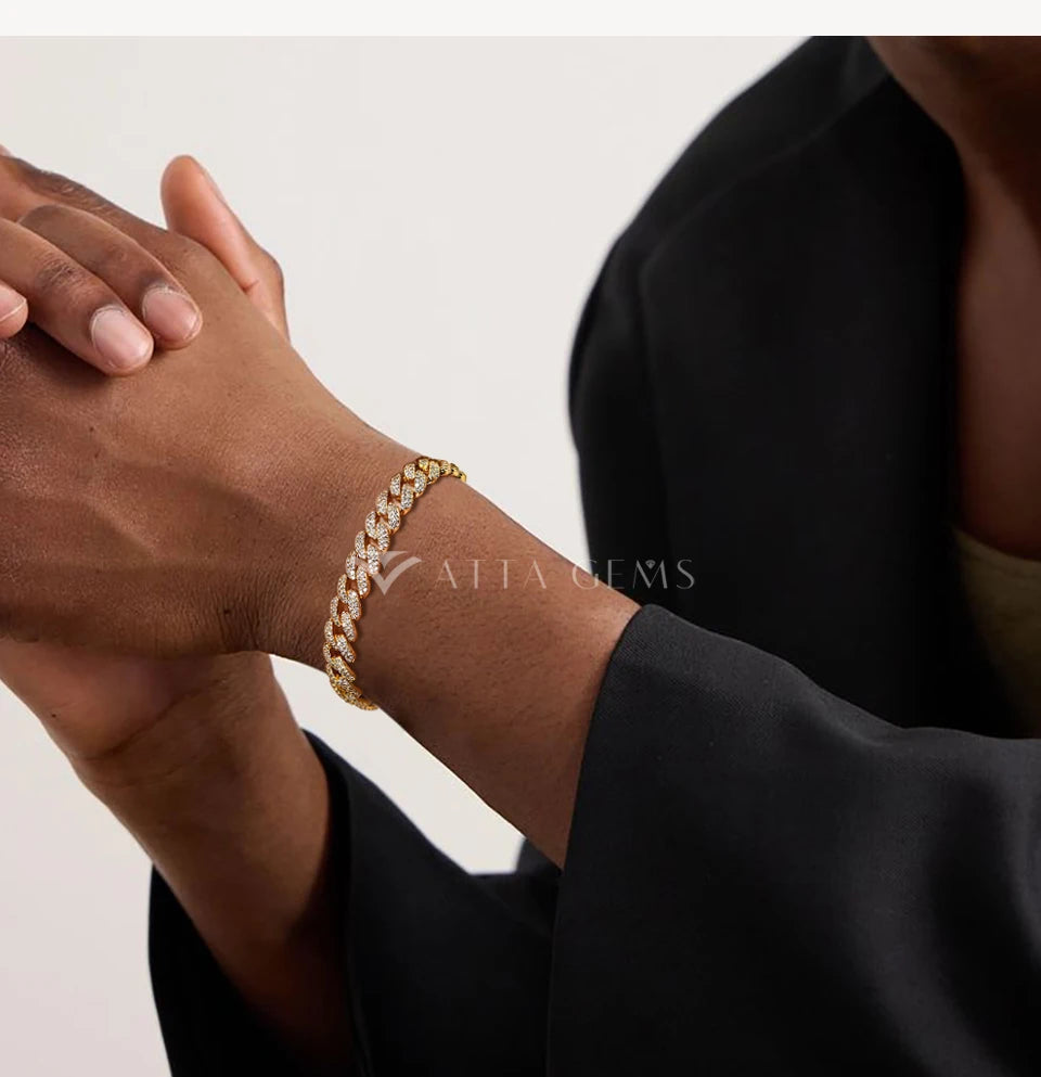 Moissanite Diamond Classic Cuba Chain Bracelet for Men & Women