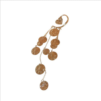 Pleated Circular Sequins Tassels Women's Earring