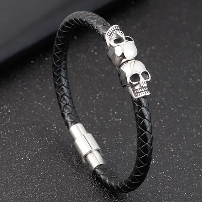 Men Jewelry Black Braided Leather Bracelets