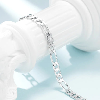 S925 Sterling Silver Bracelet Men Sideways Figaro Jewelry Curb Cuban Bracelets HipHop Style Horse Whip Chain Gift Stock in USA