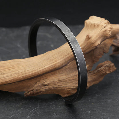 Vintage Black Simple Bracelet For Men Women 316L Stainless Steel Fashion Opening Cuff Bangles Biker Jewelry Gifts Dropshipping