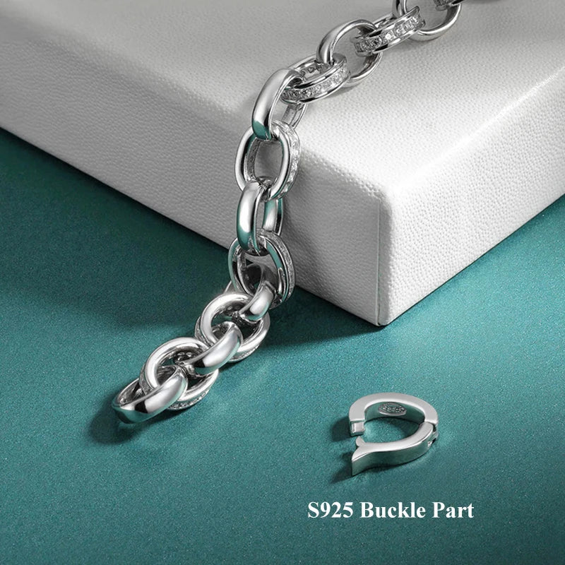 EWYA Full Moissanite Diamond Hook Link Chain Bracelet 1.2mm D Color For Woman Man S925 GRA Certified Couple Bracelets Bangle