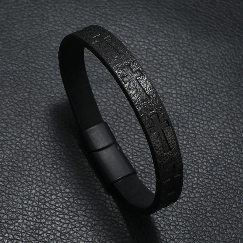 Bangle Detachable Magnet Buckle Leather Bracelet