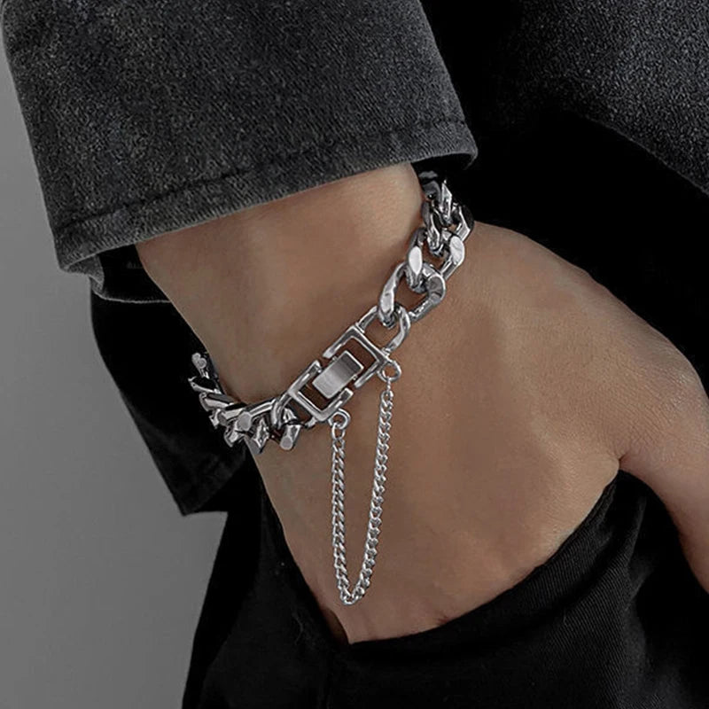 Kpop Stainless Steel Metal Chains Bracelets