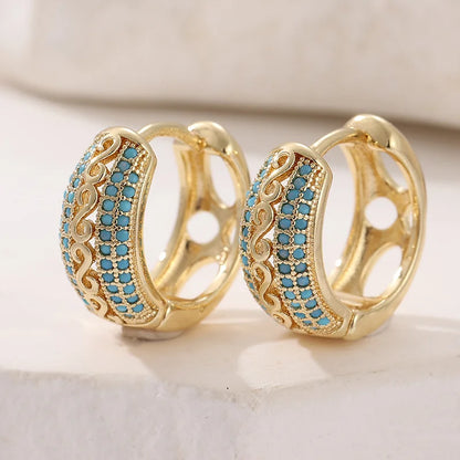 1 Pair of Elegant and Retro Hollowed-out Small Ring Earrings, Suitable for Daily Casual Wear and Banquets