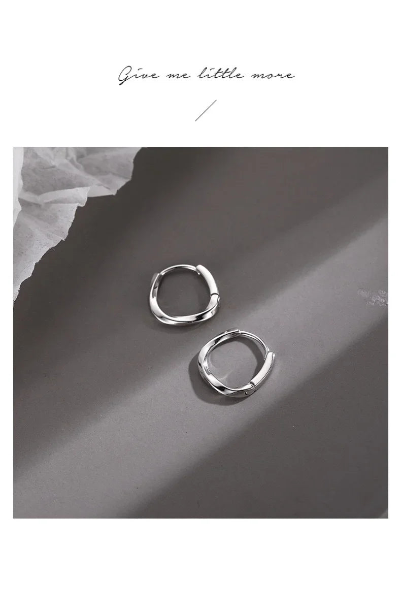 925 Sterling Silver Round Earrings Temperament Simple Inlaid for Women Wedding Jewelry Accessories
