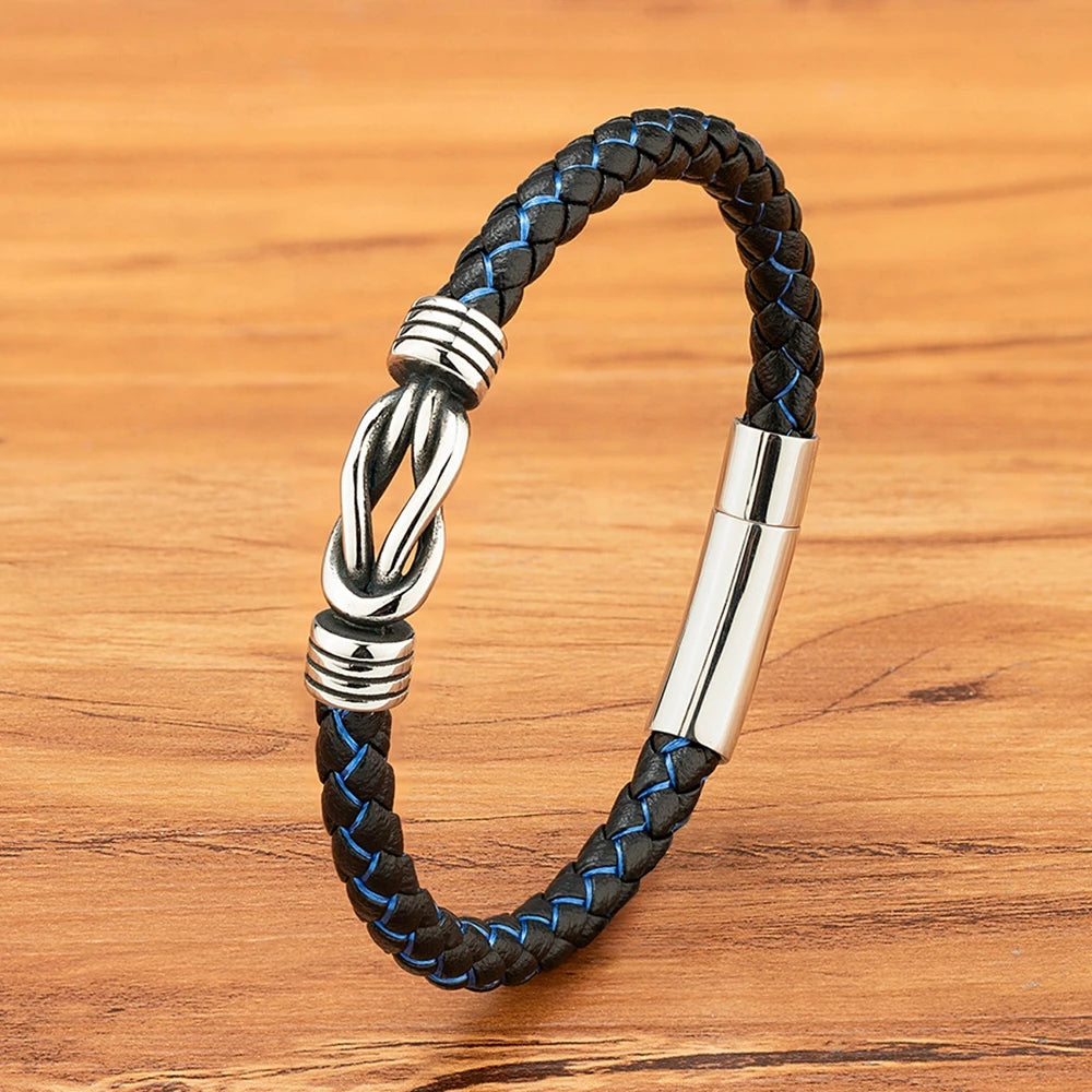 Leather Stainless Steel Irregular Bracelet