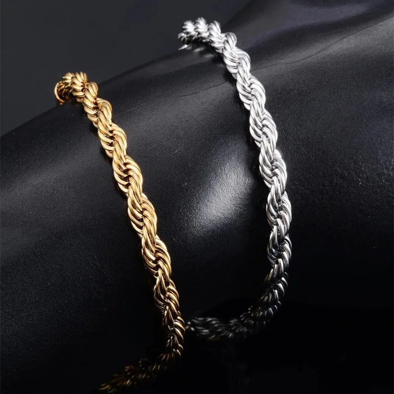 18k Gold Plated 925 Sterling Silver 4MM Chain Bracelets