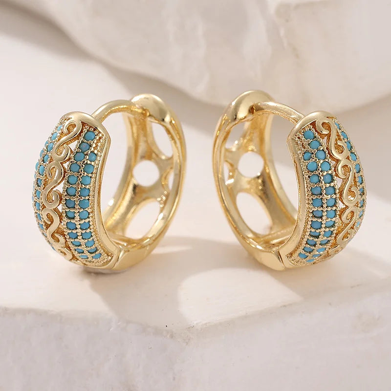 1 Pair of Elegant and Retro Hollowed-out Small Ring Earrings, Suitable for Daily Casual Wear and Banquets