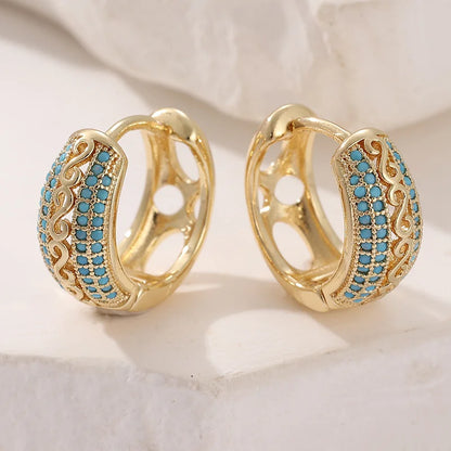 1 Pair of Elegant and Retro Hollowed-out Small Ring Earrings, Suitable for Daily Casual Wear and Banquets
