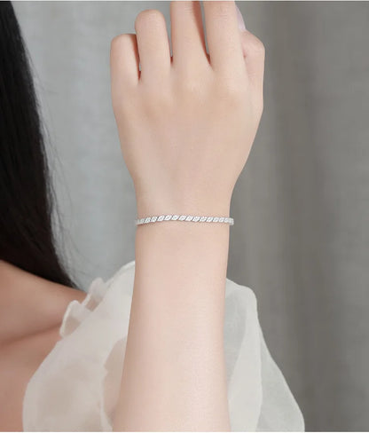 EWYA Full Moissanite Diamond Hook Link Chain Bracelet 1.2mm D Color For Woman Man S925 GRA Certified Couple Bracelets Bangle