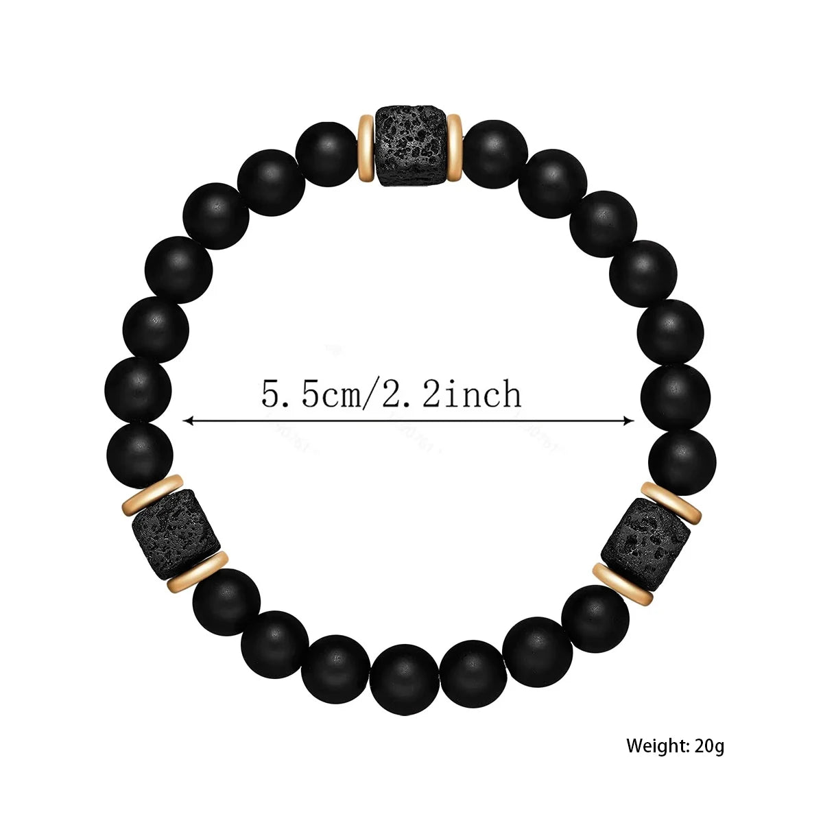 Black Onyx Lava  - Matte Cube Bracelet