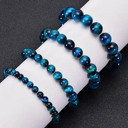 Minimalist Blue Tiger Eye Stone Beaded Bracelet