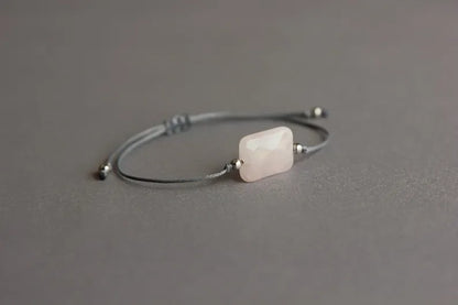 Rectangular faceted rose quartz jewelry bracelet