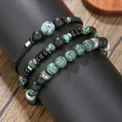 3-piece trendy stacked bead bracelet