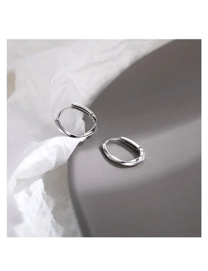 925 Sterling Silver Round Earrings Temperament Simple Inlaid for Women Wedding Jewelry Accessories