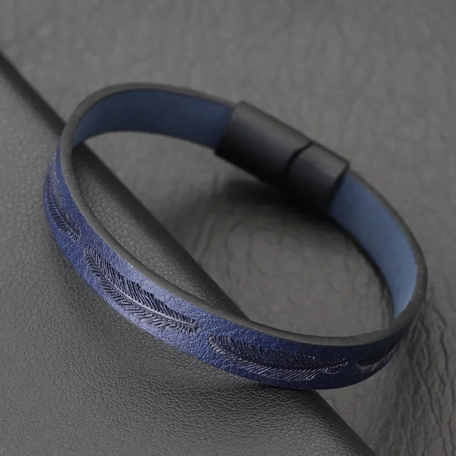 Bangle Detachable Magnet Buckle Leather Bracelet