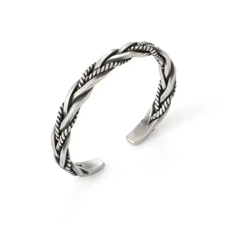 Silver Plated Twisted Twist Cuff Bracelet