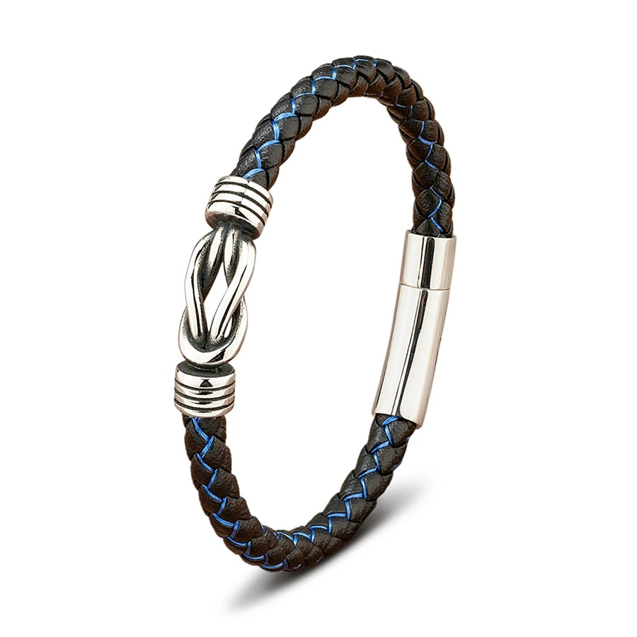 Leather Stainless Steel Irregular Bracelet