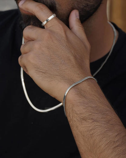 3 Pcs Stainless Steel Link Chain Bracelet Set