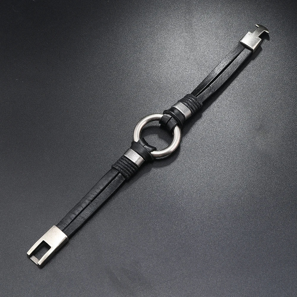 Handmade Genuine Leather Bracelet for Men and Women, Simple Bracelet