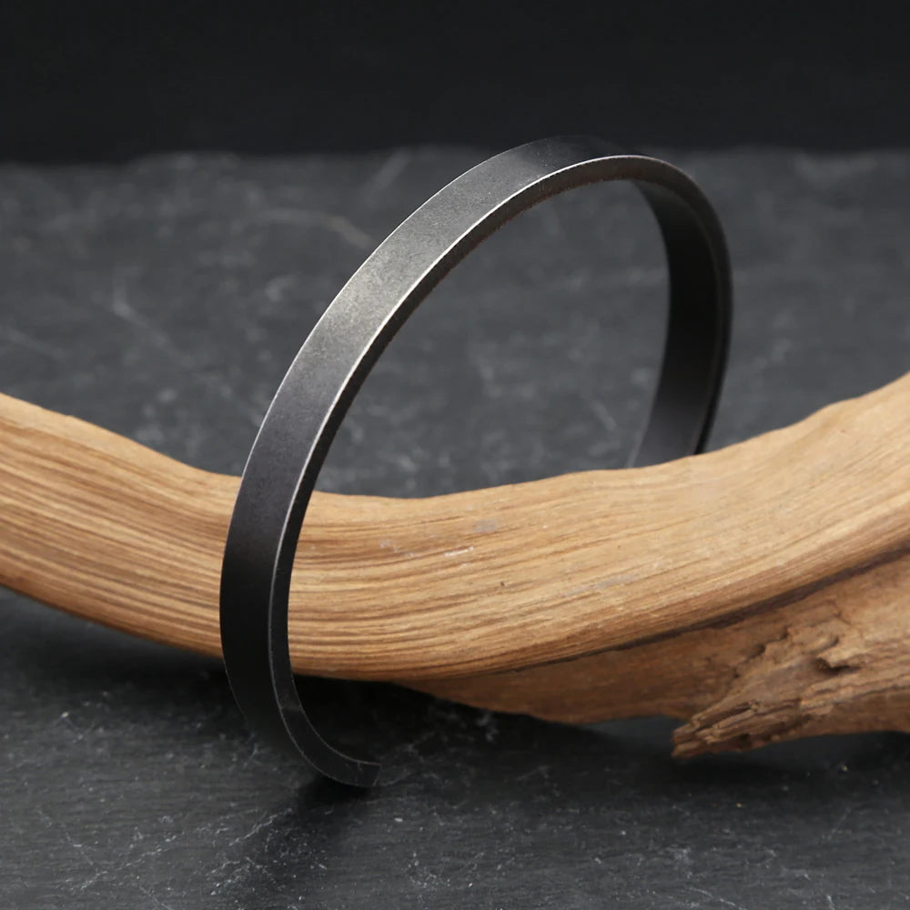 Vintage Black Simple Bracelet For Men Women 316L Stainless Steel Fashion Opening Cuff Bangles Biker Jewelry Gifts Dropshipping