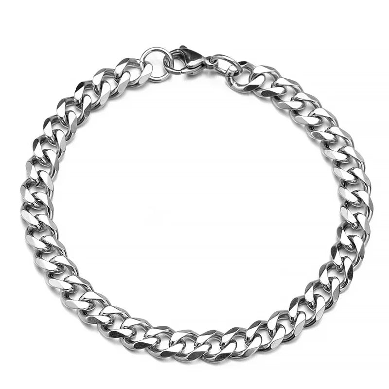 Fashion Stainless Steel Men Curb Cuban Chain Bracelet