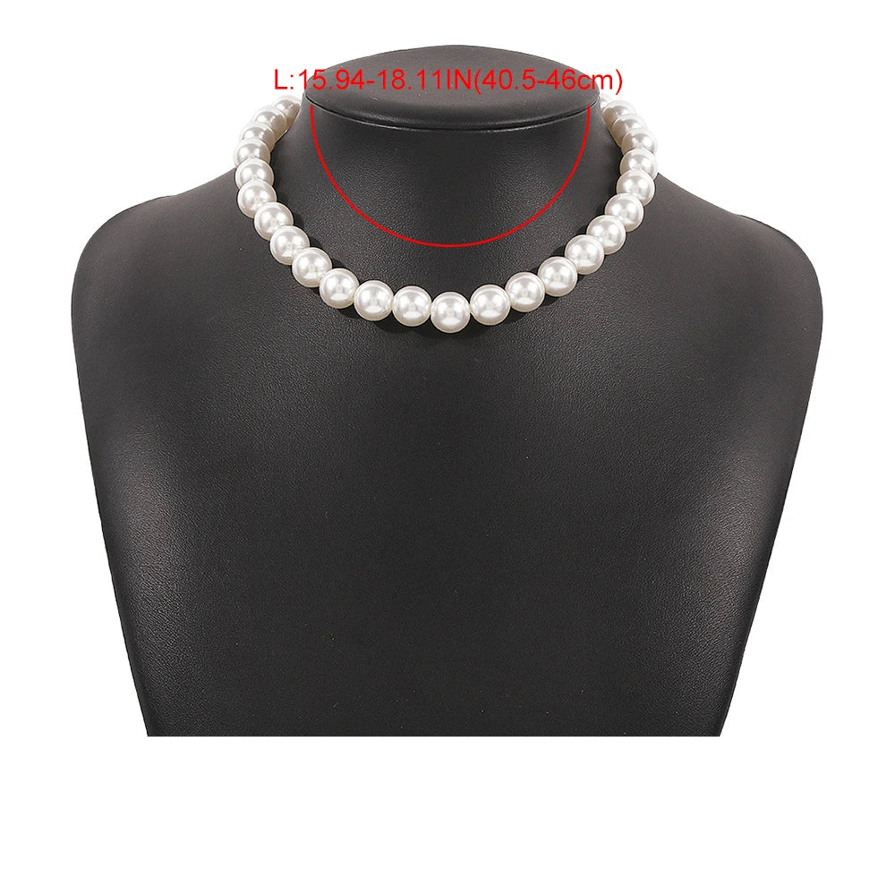 Elegant White Imitation Pearl Choker Necklace For Women
