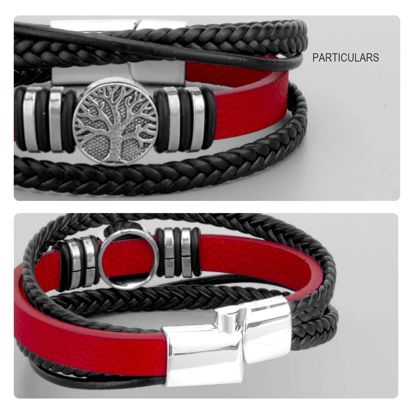 3 Color Woven Leather Multi-Layer Rope Men's Bracelet