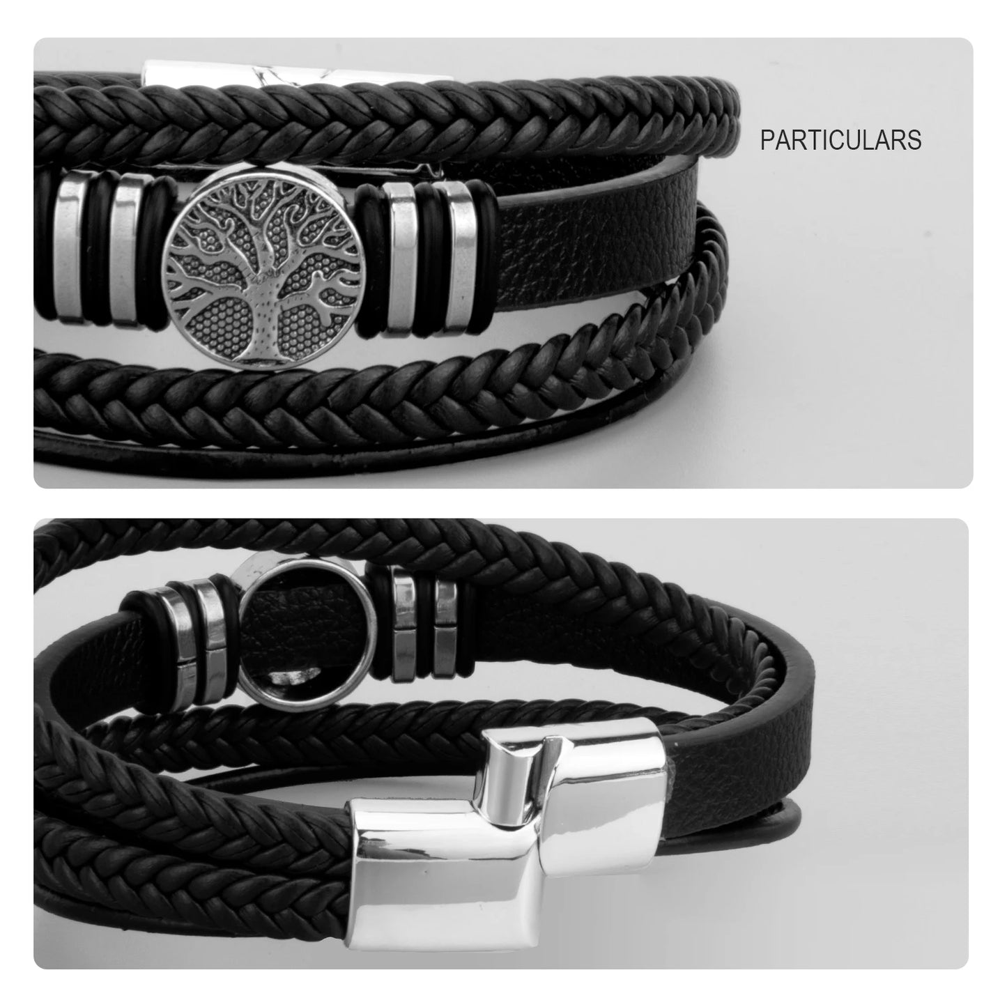 3 Color Woven Leather Multi-Layer Rope Men's Bracelet