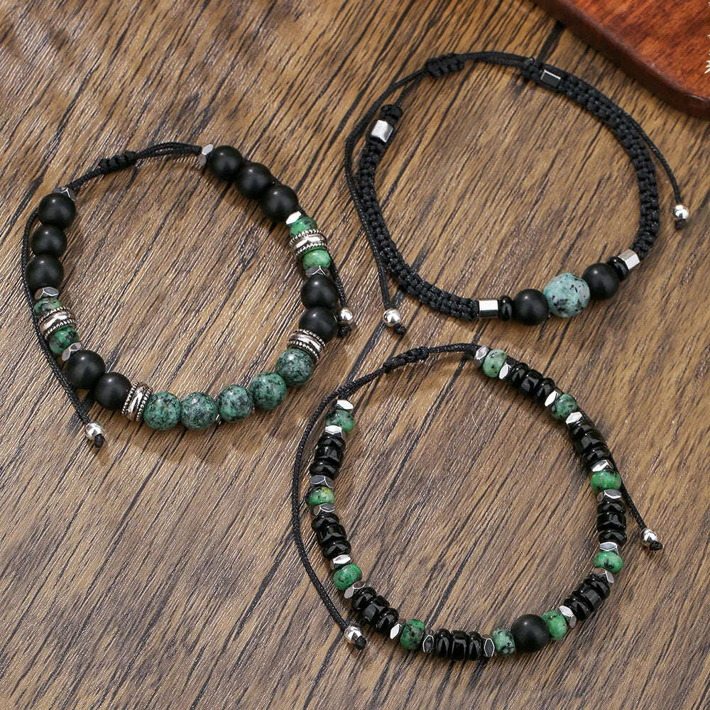 3-piece trendy stacked bead bracelet