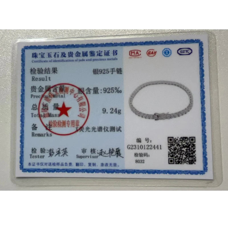 EWYA Full Moissanite Diamond Hook Link Chain Bracelet 1.2mm D Color For Woman Man S925 GRA Certified Couple Bracelets Bangle