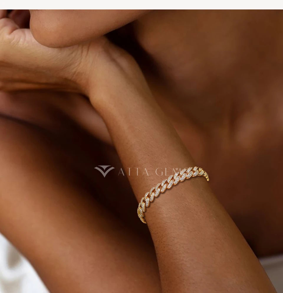 Moissanite Diamond Classic Cuba Chain Bracelet for Men & Women