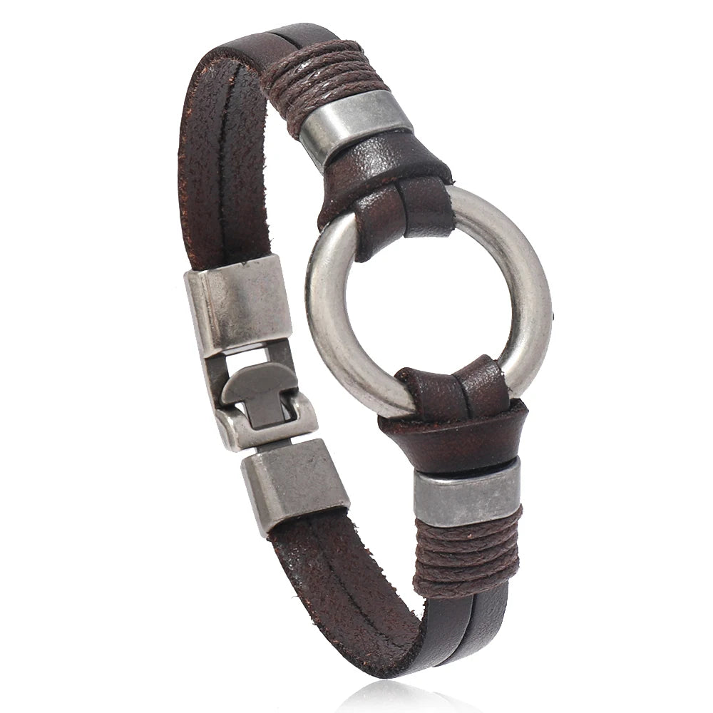 Handmade Genuine Leather Bracelet for Men and Women, Simple Bracelet