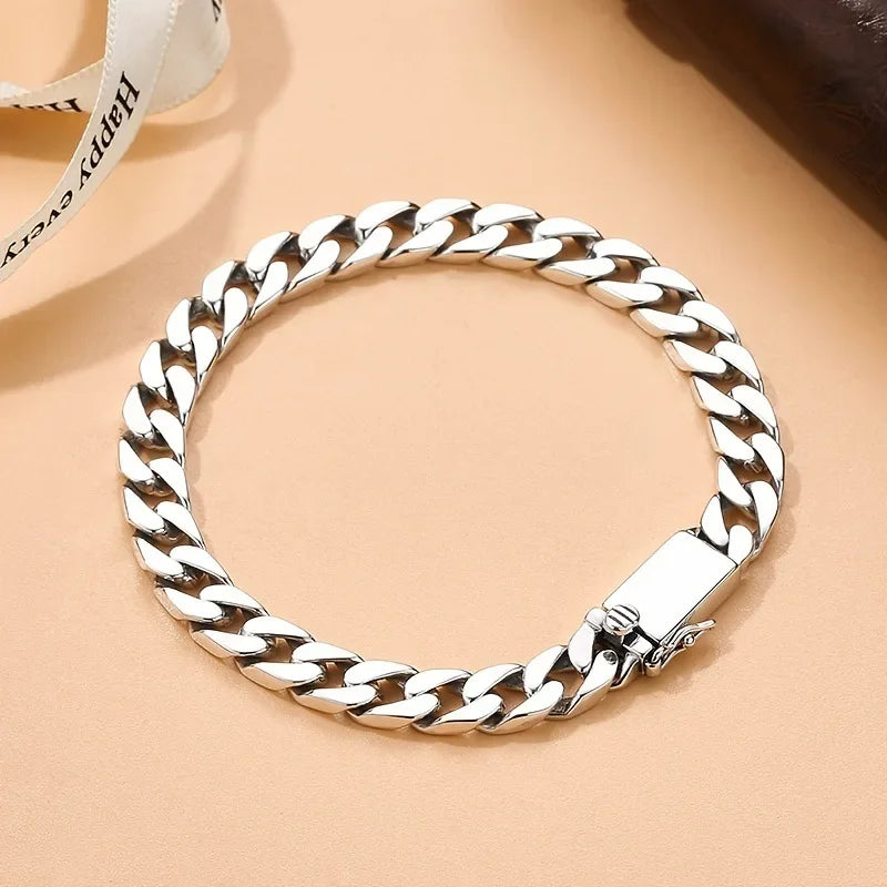Stainless Steel Cuban Bracelet Classic Casual Jewelry for Men Fashion Charm Gift for Boyfriend