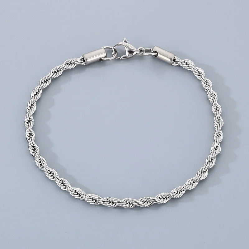 18k Gold Plated 925 Sterling Silver 4MM Chain Bracelets