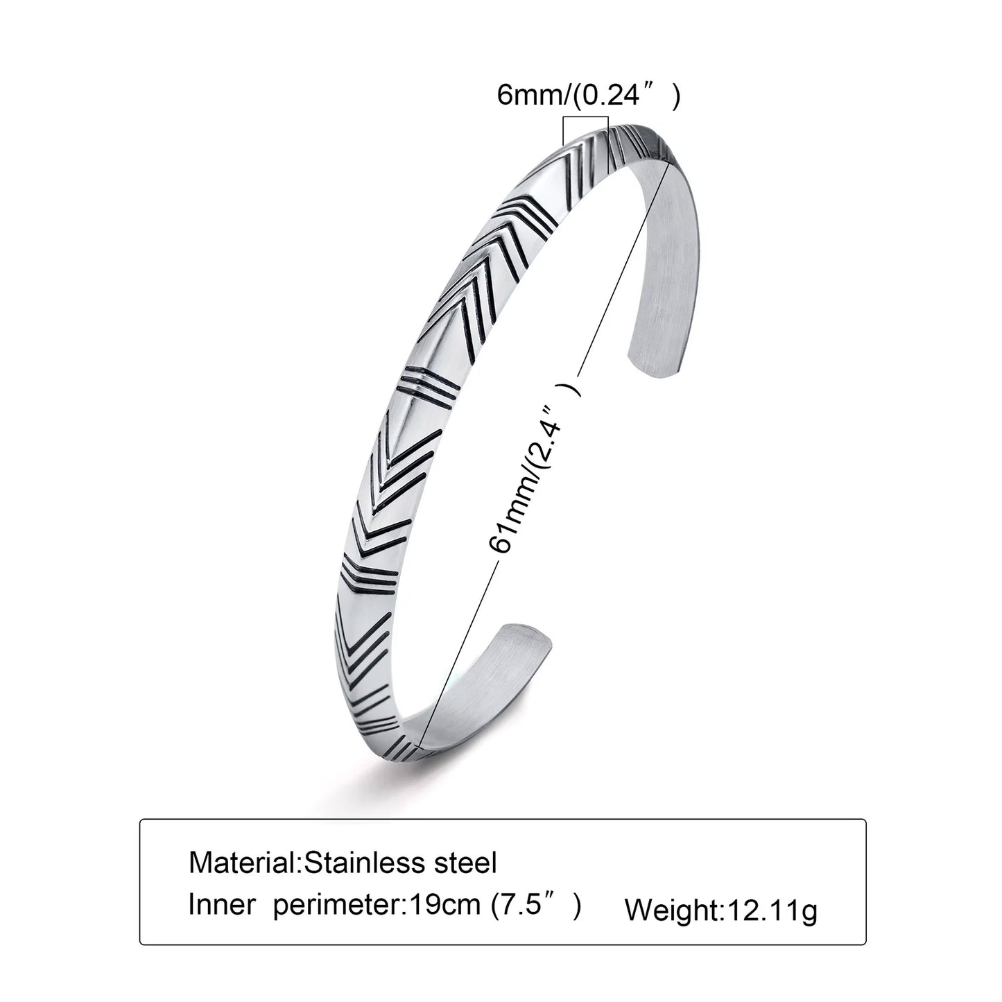 Men's Viking Tribal Arrow Cuff Classic Norse Bracelet